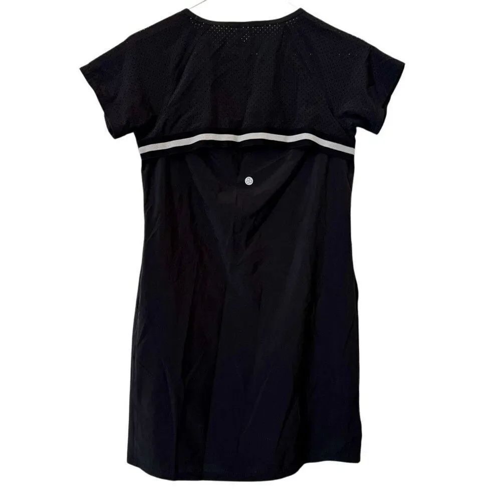 Girls Zella Reflective Stripe Crew Neck Short Sleeve Activewear Black Dress Larg